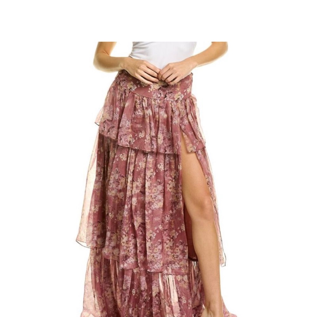 Caroline Constas Floral Mauve Maxi Skirt